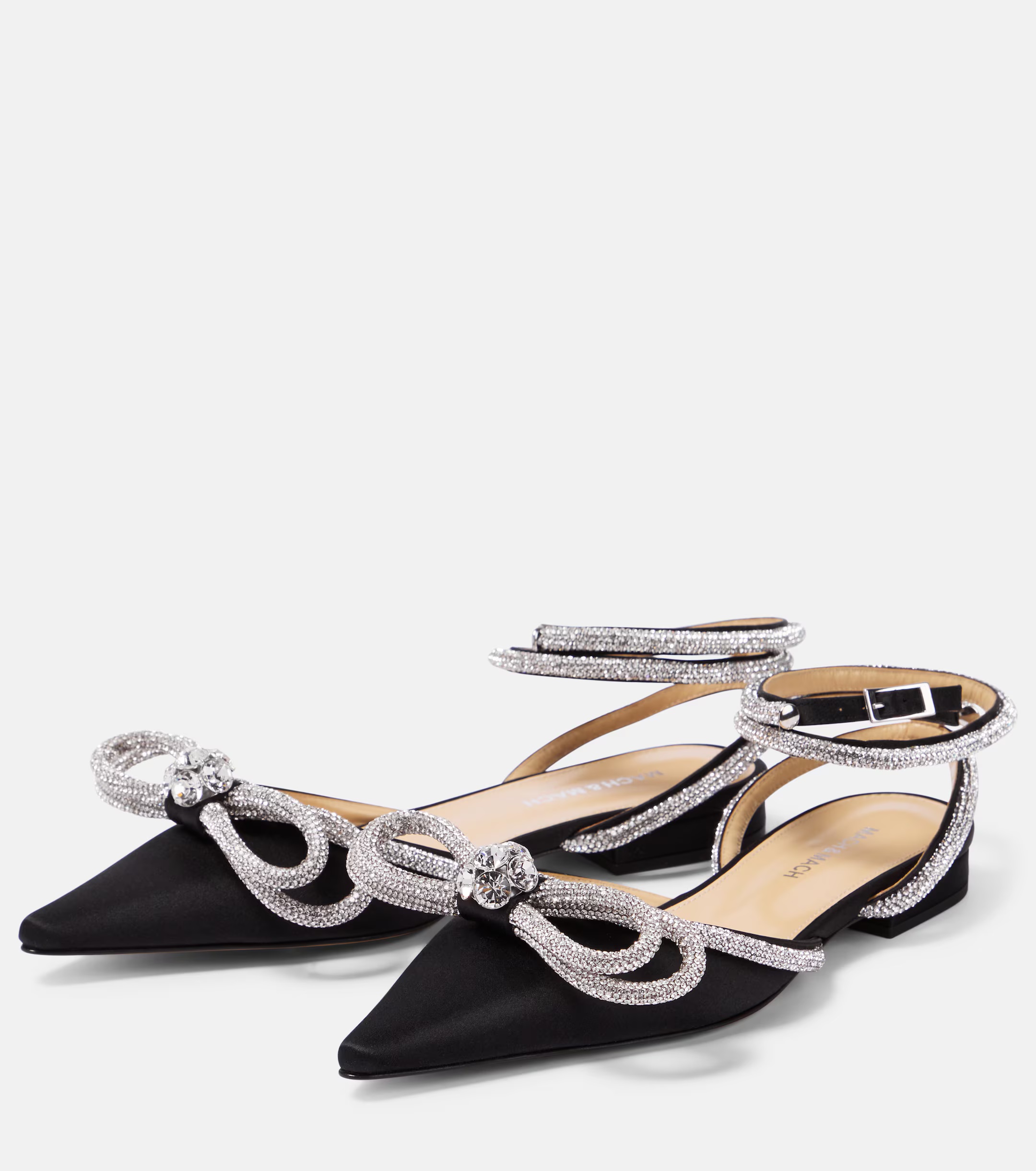 Mach & Mach - Double Bow embellished Satin Flats 38.5